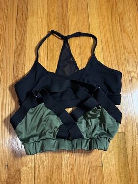 2 Juniors Small Bras SO Black Mesh Olive Green Bundle